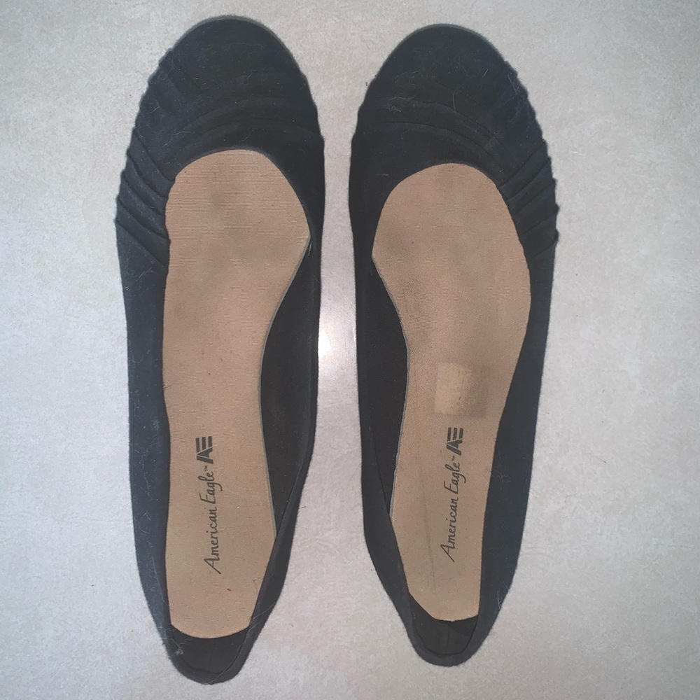 Pleated Black Flats